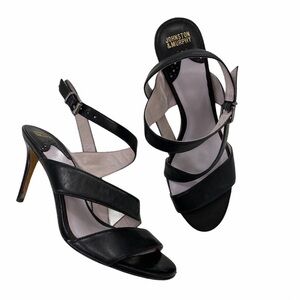 Johnson & Murphy Black Soft Leather Strappy Heels